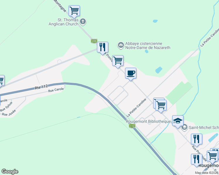 map of restaurants, bars, coffee shops, grocery stores, and more near 52 Rue de la Normandie in Rougemont