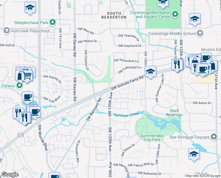 map of restaurants, bars, coffee shops, grocery stores, and more near 10903 Southwest Sage Terrace in Tigard