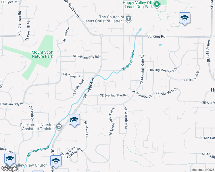 map of restaurants, bars, coffee shops, grocery stores, and more near 12915 Southeast Evening Star Drive in Happy Valley