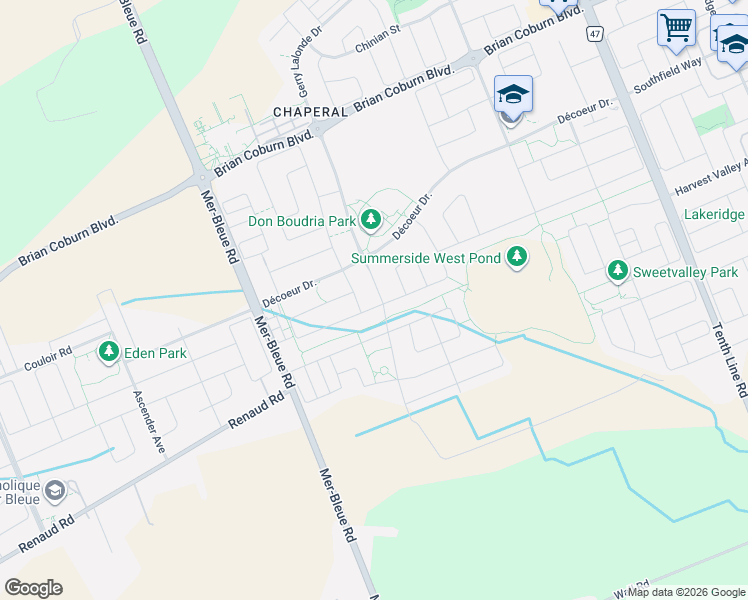 map of restaurants, bars, coffee shops, grocery stores, and more near 695 Jerome Jodoin Drive in Ottawa