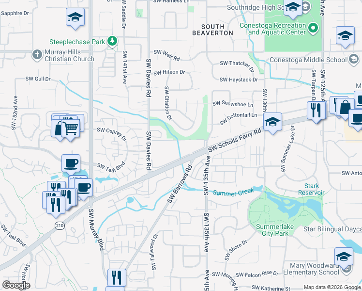 map of restaurants, bars, coffee shops, grocery stores, and more near 10625 Southwest Citation Drive in Beaverton