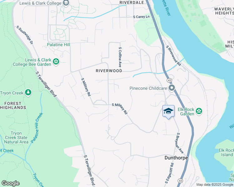 map of restaurants, bars, coffee shops, grocery stores, and more near 11505 South Summerville Avenue in Portland