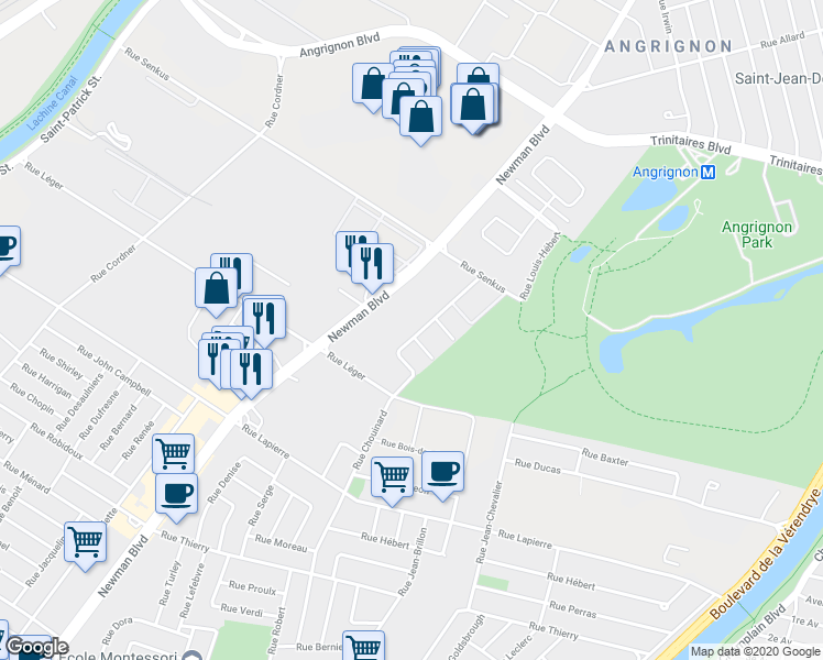 map of restaurants, bars, coffee shops, grocery stores, and more near 7217 Rue Chouinard in Montréal