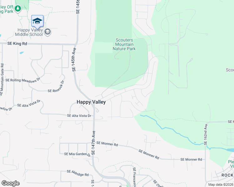 map of restaurants, bars, coffee shops, grocery stores, and more near 15117 Southeast Baden Powell Road in Happy Valley