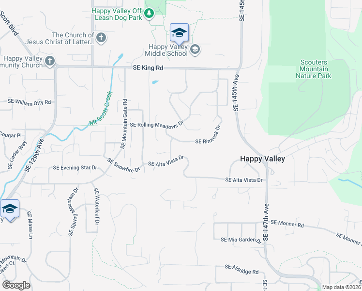 map of restaurants, bars, coffee shops, grocery stores, and more near 11062 Southeast Rimrock Drive in Happy Valley