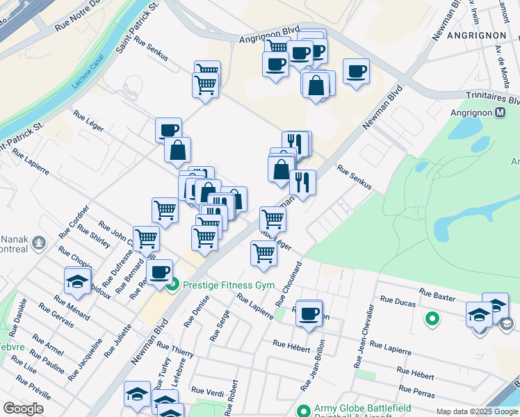 map of restaurants, bars, coffee shops, grocery stores, and more near in Lasalle