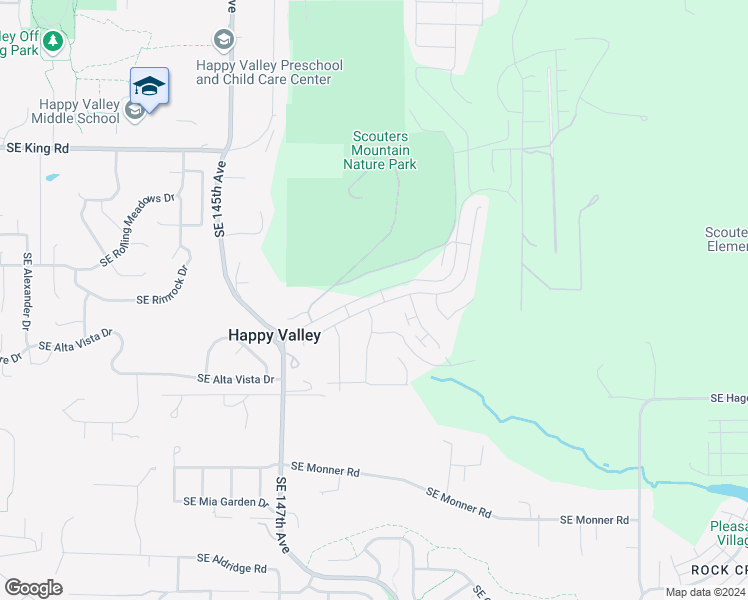 map of restaurants, bars, coffee shops, grocery stores, and more near 15181 Southeast Baden Powell Road in Happy Valley