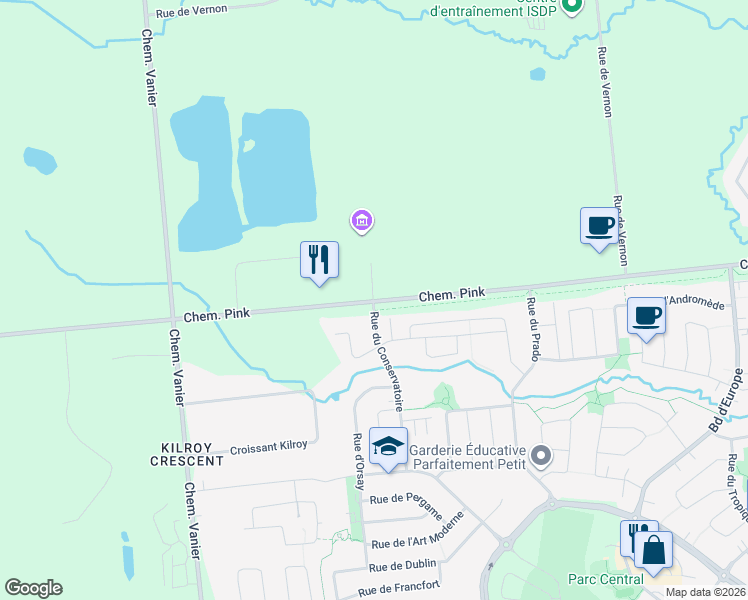 map of restaurants, bars, coffee shops, grocery stores, and more near 1740 Chemin Pink in Aylmer