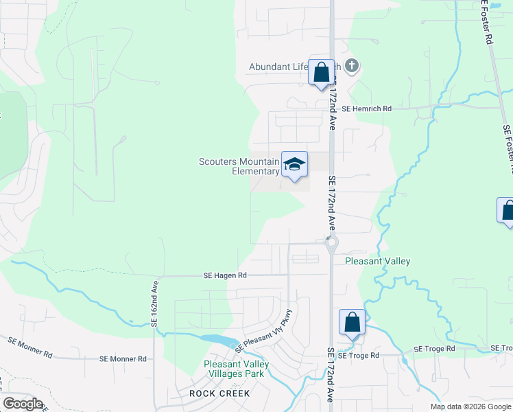 map of restaurants, bars, coffee shops, grocery stores, and more near 11122 Southeast 162nd Avenue in Happy Valley