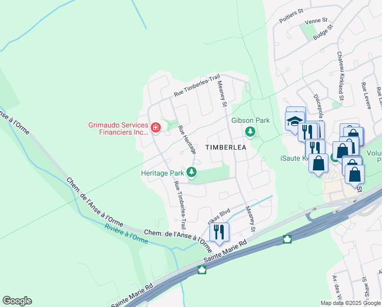 map of restaurants, bars, coffee shops, grocery stores, and more near 38 Rue Heritage in Kirkland