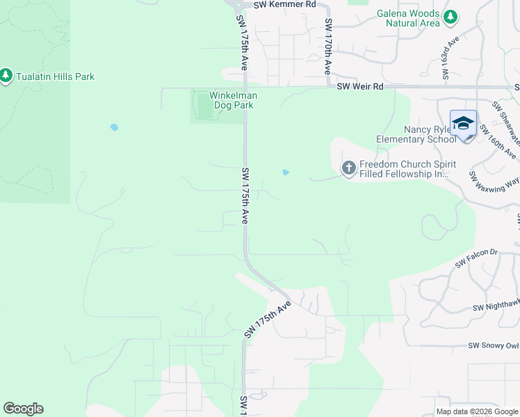 map of restaurants, bars, coffee shops, grocery stores, and more near 17440 Southwest Reusser Court in Beaverton