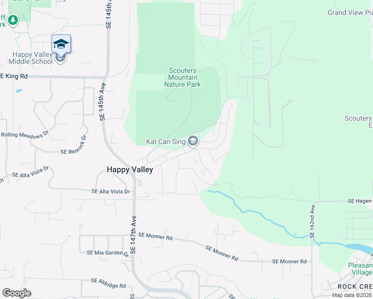 map of restaurants, bars, coffee shops, grocery stores, and more near 15181 Southeast Baden Powell Road in Happy Valley