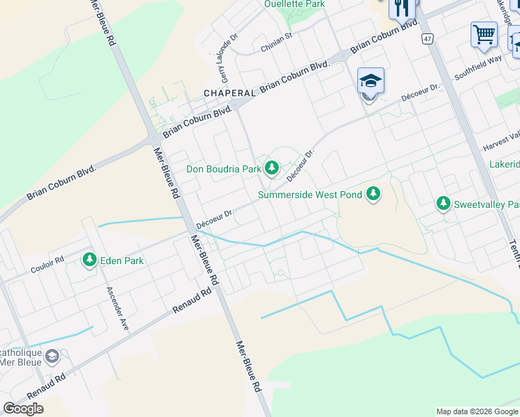 map of restaurants, bars, coffee shops, grocery stores, and more near 306 Guppy Grove in Ottawa