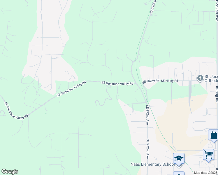 map of restaurants, bars, coffee shops, grocery stores, and more near 26580 Southeast Sunshine Valley Road in Damascus