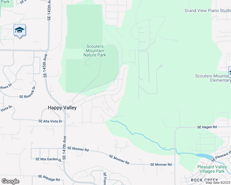 map of restaurants, bars, coffee shops, grocery stores, and more near 15405 Southeast Baden Powell Road in Happy Valley