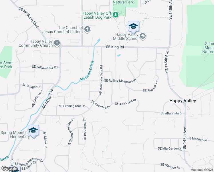 map of restaurants, bars, coffee shops, grocery stores, and more near 11074 Southeast Westchester Avenue in Happy Valley