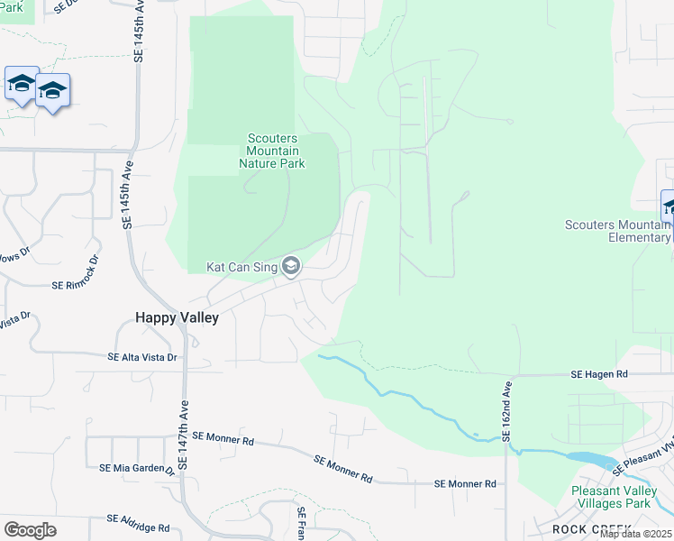 map of restaurants, bars, coffee shops, grocery stores, and more near 15405 Southeast Baden Powell Road in Happy Valley