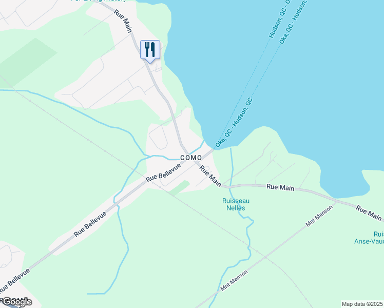 map of restaurants, bars, coffee shops, grocery stores, and more near 160 Rue Main in Hudson