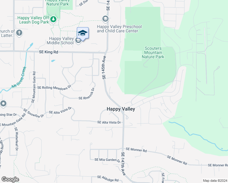 map of restaurants, bars, coffee shops, grocery stores, and more near 11060 Southeast 145th Avenue in Happy Valley