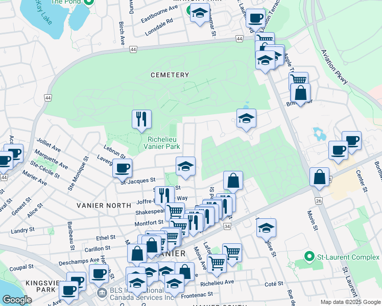 map of restaurants, bars, coffee shops, grocery stores, and more near 146 Granville Street in Ottawa