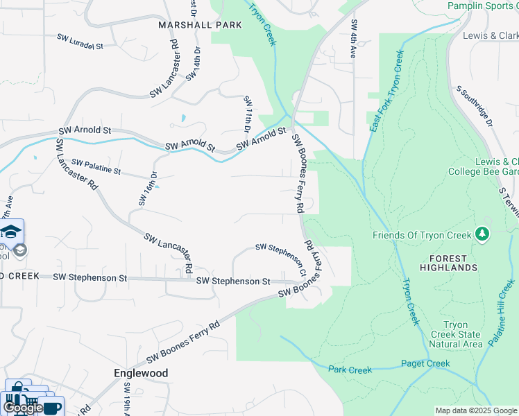 map of restaurants, bars, coffee shops, grocery stores, and more near 1025 Southwest Coronado Street in Portland