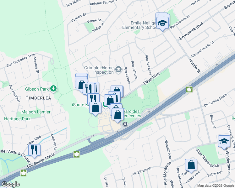 map of restaurants, bars, coffee shops, grocery stores, and more near 18207 Boulevard Elkas in Kirkland