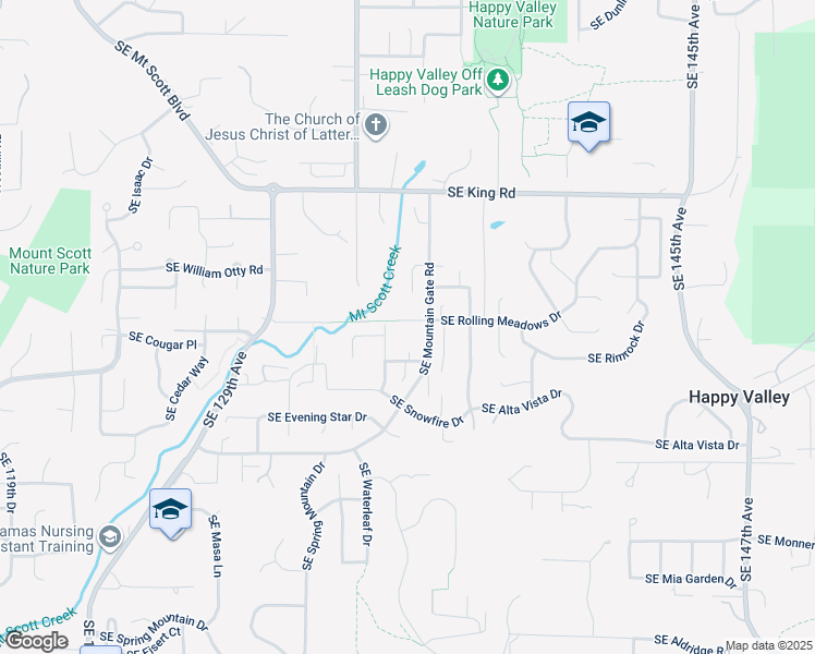map of restaurants, bars, coffee shops, grocery stores, and more near 13405 Southeast Blaze Drive in Happy Valley