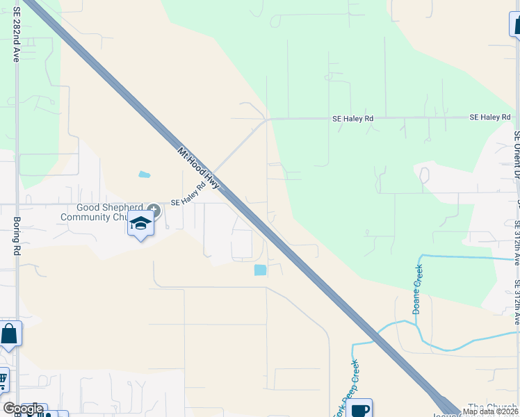 map of restaurants, bars, coffee shops, grocery stores, and more near 11007 Southeast McCreary Lane in Boring