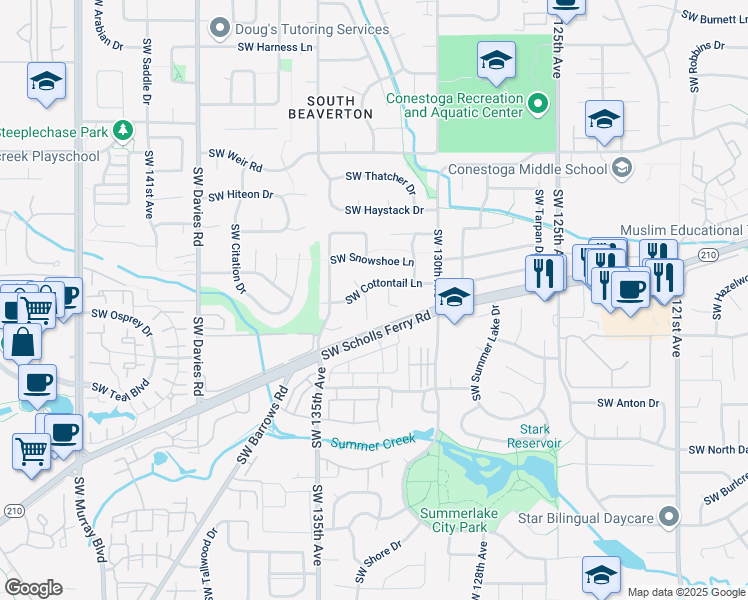 map of restaurants, bars, coffee shops, grocery stores, and more near 10675 Southwest 133rd Place in Beaverton