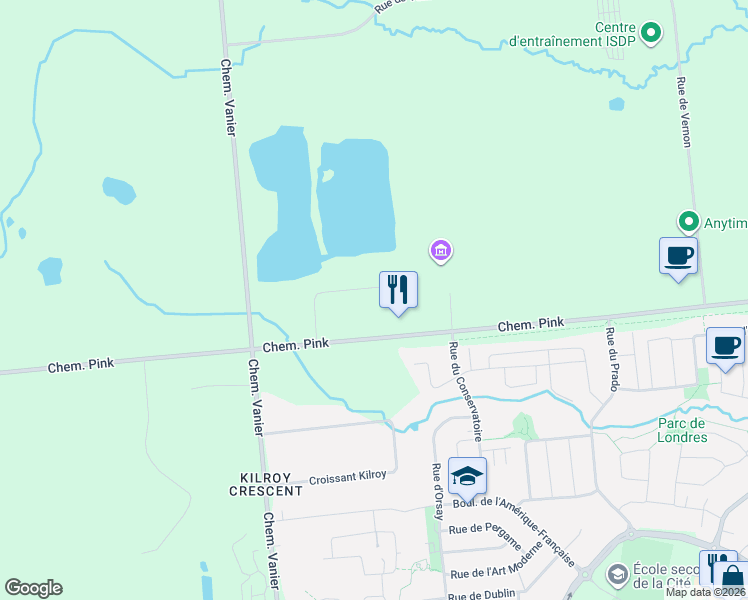 map of restaurants, bars, coffee shops, grocery stores, and more near 669 Rue Auguste Mondoux in Gatineau