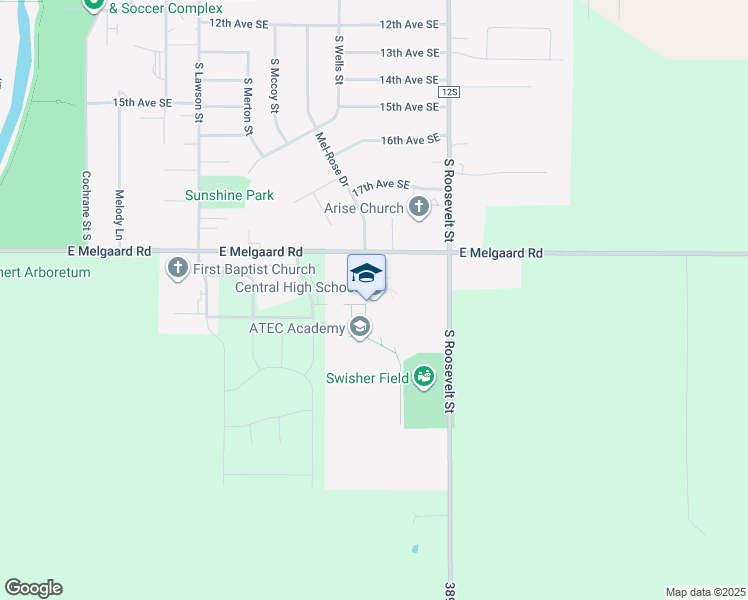 map of restaurants, bars, coffee shops, grocery stores, and more near 2200 South Roosevelt Street in Aberdeen