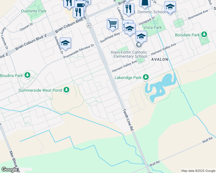 map of restaurants, bars, coffee shops, grocery stores, and more near Sweetfern Crescent in Ottawa