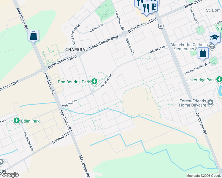 map of restaurants, bars, coffee shops, grocery stores, and more near 213 Esturgeon Street in Ottawa