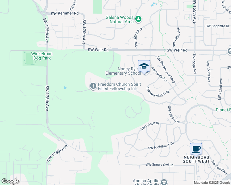 map of restaurants, bars, coffee shops, grocery stores, and more near 10452 Southwest Forest Ridge Place in Beaverton