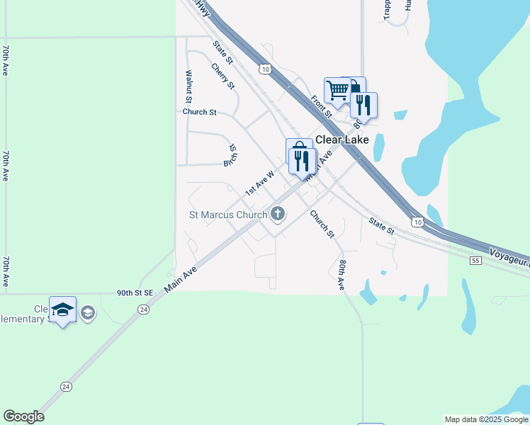 map of restaurants, bars, coffee shops, grocery stores, and more near 8698 Main Avenue in Clear Lake