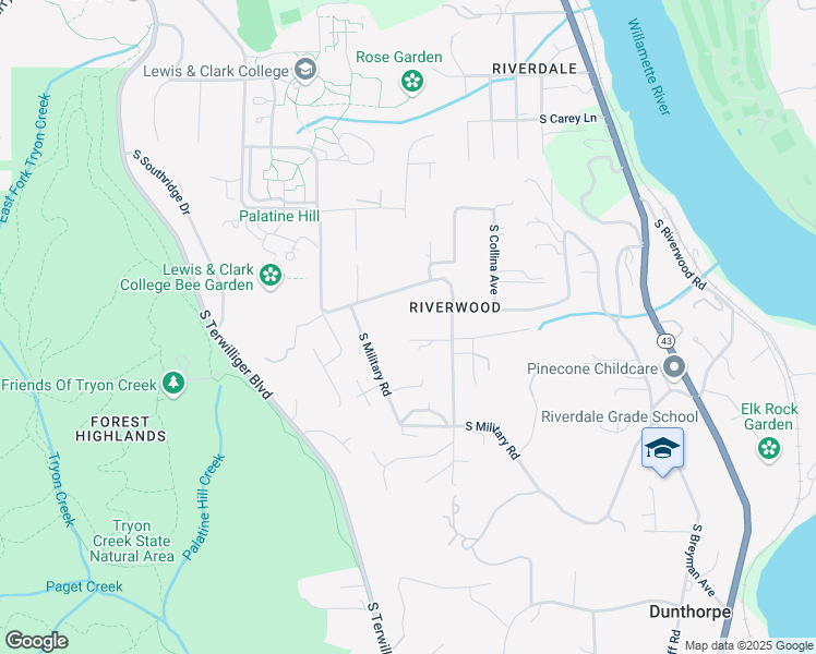map of restaurants, bars, coffee shops, grocery stores, and more near 11361 Southwest Aventine Circus in Portland
