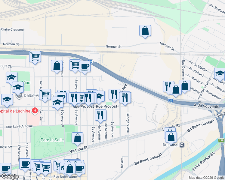 map of restaurants, bars, coffee shops, grocery stores, and more near 810 2e Avenue in Montréal