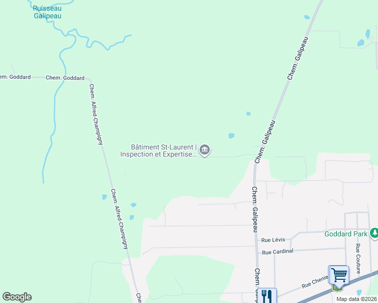 map of restaurants, bars, coffee shops, grocery stores, and more near 4319 Rue Lotus in Estrie