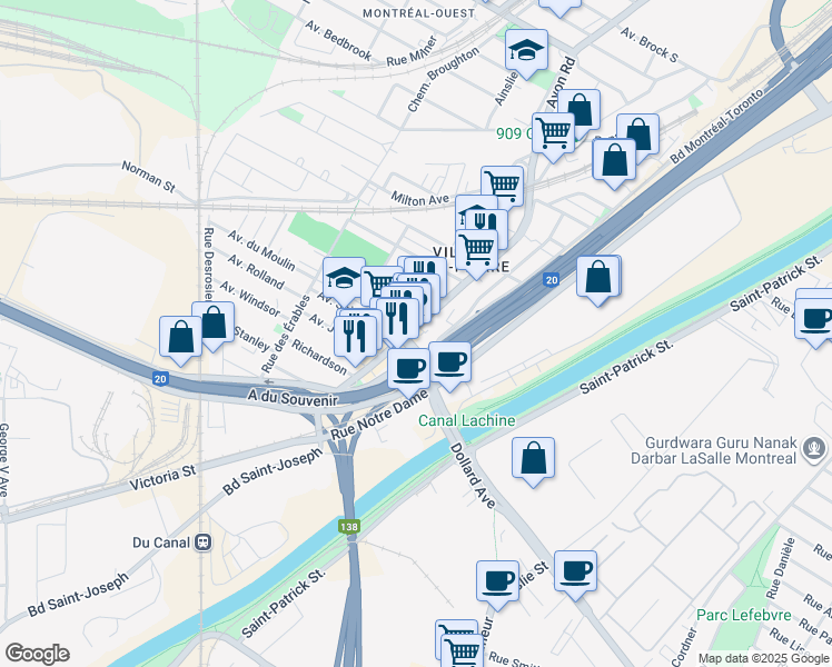 map of restaurants, bars, coffee shops, grocery stores, and more near 352 Rue Saint-Jacques in Montréal