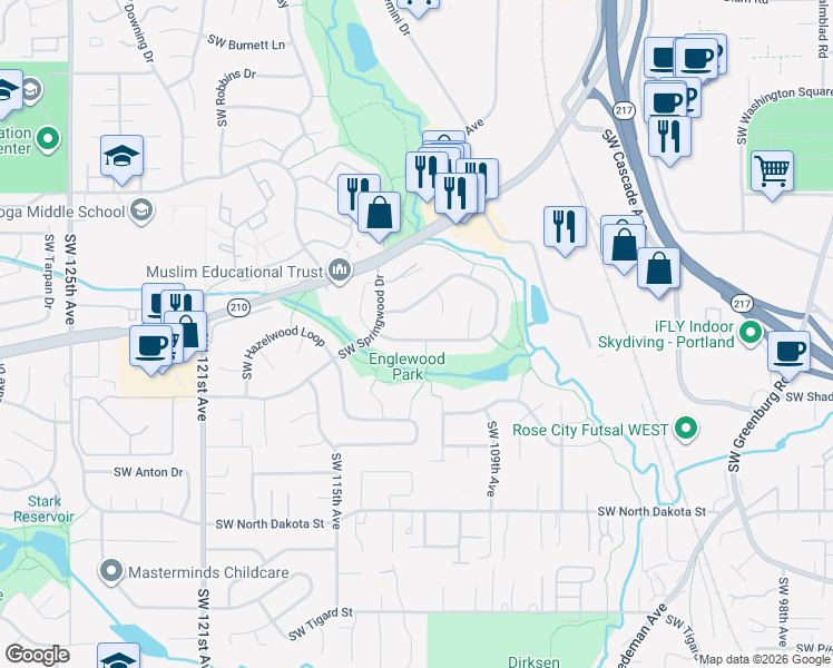 map of restaurants, bars, coffee shops, grocery stores, and more near 11393 Southwest Ironwood Loop in Tigard