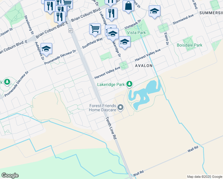 map of restaurants, bars, coffee shops, grocery stores, and more near 403 Fairlakes Way in Ottawa