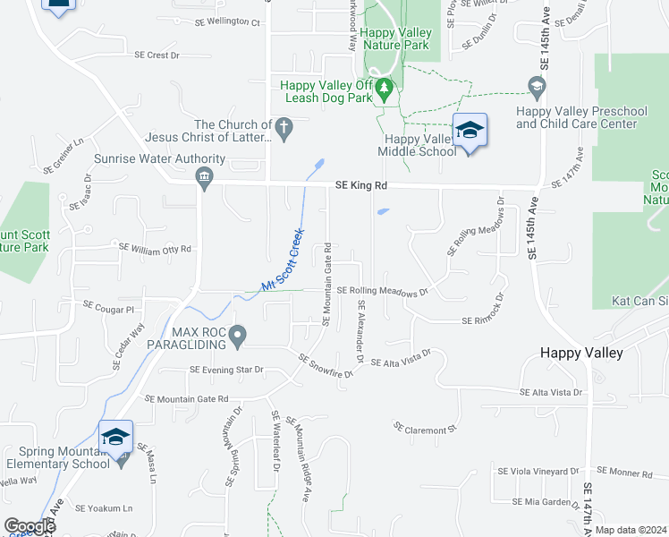 map of restaurants, bars, coffee shops, grocery stores, and more near 13492 Southeast Becket Street in Happy Valley