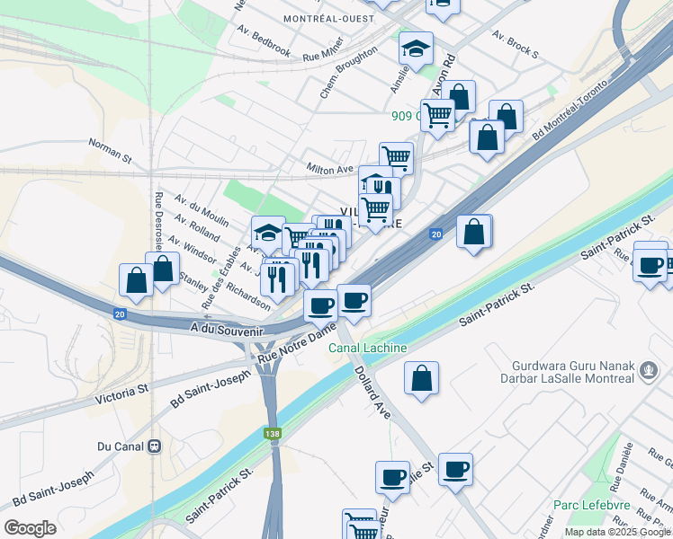 map of restaurants, bars, coffee shops, grocery stores, and more near 302 Rue Saint-Jacques in Montréal