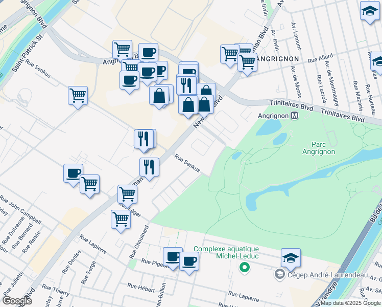 map of restaurants, bars, coffee shops, grocery stores, and more near 7026 Rue Marie Rollet in Montreal