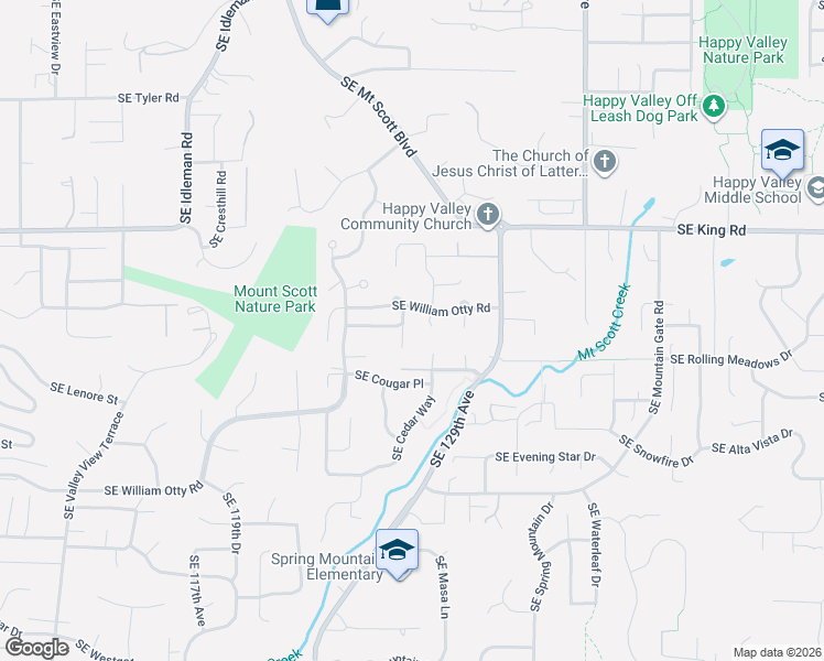 map of restaurants, bars, coffee shops, grocery stores, and more near 10830 Southeast Lampert Court in Happy Valley