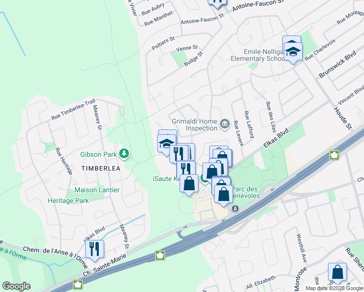map of restaurants, bars, coffee shops, grocery stores, and more near 5 Rue Brien in Kirkland