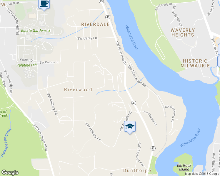 map of restaurants, bars, coffee shops, grocery stores, and more near 2000 Southwest Palatine Hill Road in Portland