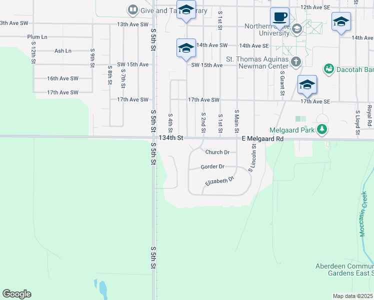 map of restaurants, bars, coffee shops, grocery stores, and more near 1889 Eisenhower Circle in Aberdeen