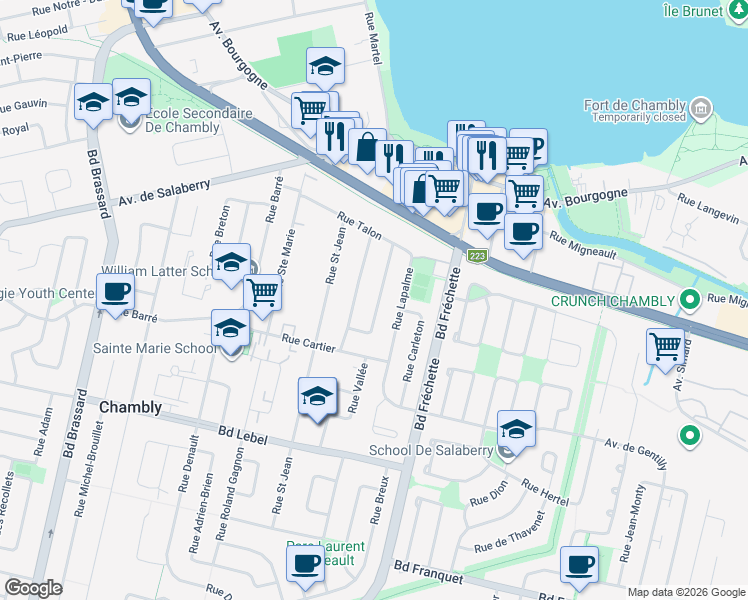 map of restaurants, bars, coffee shops, grocery stores, and more near 79 Rue 2 de Cherbourg in Chambly