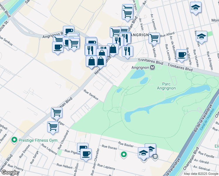 map of restaurants, bars, coffee shops, grocery stores, and more near 7011 Rue Louis Hébert in Montréal